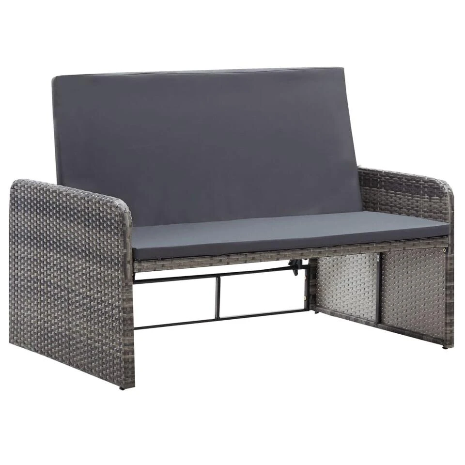 VidaXL 2-delige Loungeset Met Kussens Poly Rattan Grijs 3 VidaXL 2-delige Loungeset Met Kussens Poly Rattan Grijs - Afbeelding 3