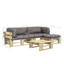 VidaXL 4-delige Loungeset Pallet Met Grijze Kussens Hout -VIDAXL Verkoop 0e70b682571744af98312dd1102e1c9f