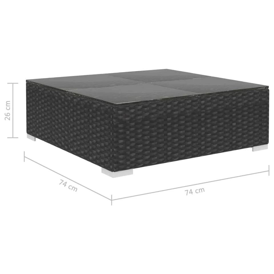 VidaXL 6-delige Loungeset Met Kussens Poly Rattan Zwart 2 VidaXL 6-delige Loungeset Met Kussens Poly Rattan Zwart - Afbeelding 2