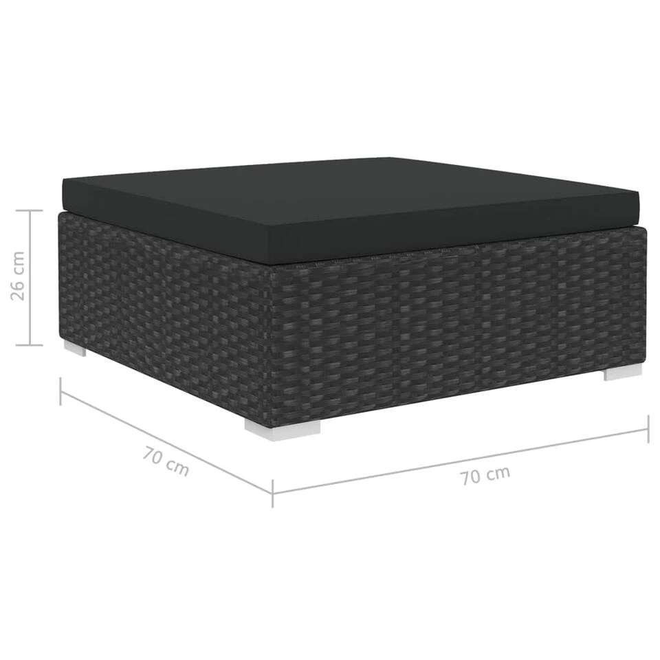 VidaXL 6-delige Loungeset Met Kussens Poly Rattan Zwart 3 VidaXL 6-delige Loungeset Met Kussens Poly Rattan Zwart - Afbeelding 3