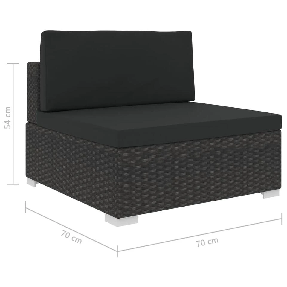VidaXL 6-delige Loungeset Met Kussens Poly Rattan Zwart 4 VidaXL 6-delige Loungeset Met Kussens Poly Rattan Zwart - Afbeelding 4