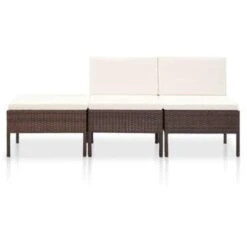 VidaXL 3-delige Loungeset Met Kussens Poly Rattan Bruin -VIDAXL Verkoop 1000002841 0102