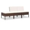 VidaXL 3-delige Loungeset Met Kussens Poly Rattan Bruin