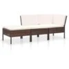 VidaXL 3-delige Loungeset Met Kussens Poly Rattan Bruin