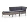 VidaXL 3-delige Loungeset Met Kussens Poly Rattan Grijs