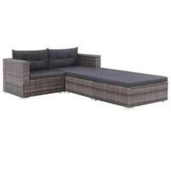 VidaXL 3-delige Loungeset Met Kussens Poly Rattan Grijs 5 VidaXL 3-delige Loungeset Met Kussens Poly Rattan Grijs -VIDAXL Verkoop 1000002966 0101