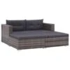 VidaXL 3-delige Loungeset Met Kussens Poly Rattan Grijs