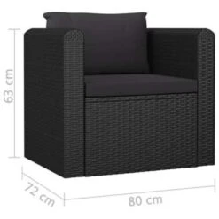VidaXL 7-delige Loungeset Met Kussens Poly Rattan Zwart -VIDAXL Verkoop 1000003005 0102