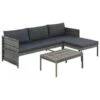 VidaXL 3-delige Loungeset Met Kussens Poly Rattan Grijs 180x58x58 Cm