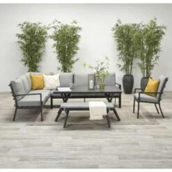 Garden Impressions Senja Lounge Dining Set 3-delig Rechts - D. Grijs -VIDAXL Verkoop 1000003376 0102