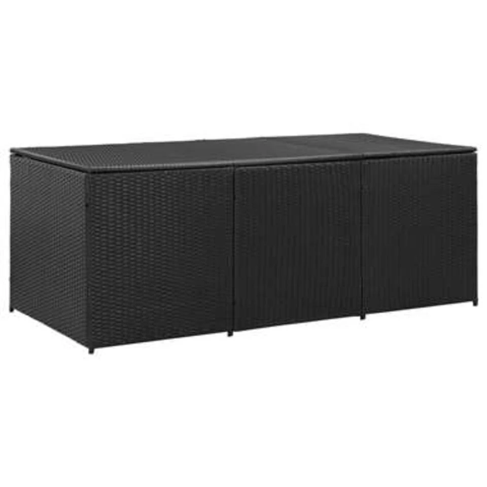 VidaXL Tuinbox 180x90x75 Cm Poly Rattan Zwart 1 VidaXL Tuinbox 180x90x75 Cm Poly Rattan Zwart