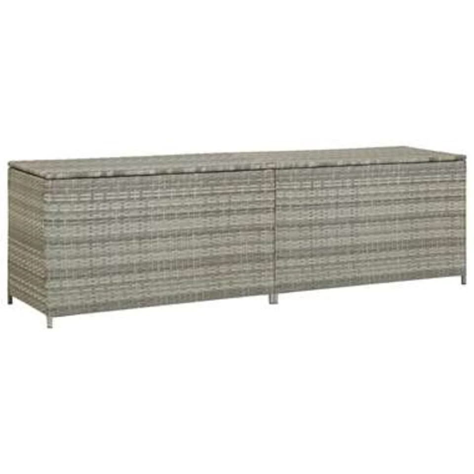VidaXL Tuinbox 200x50x60 Cm Poly Rattan Grijs 1 VidaXL Tuinbox 200x50x60 Cm Poly Rattan Grijs