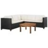 VidaXL 4-delige Loungeset Met Kussens Poly Rattan Zwart 124x65x62 Cm