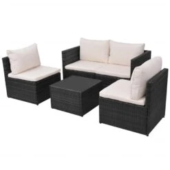 VidaXL 5-delige Loungeset Met Kussens Poly Rattan Zwart -VIDAXL Verkoop 1000005448 0102