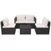 VidaXL 5-delige Loungeset Met Kussens Poly Rattan Zwart