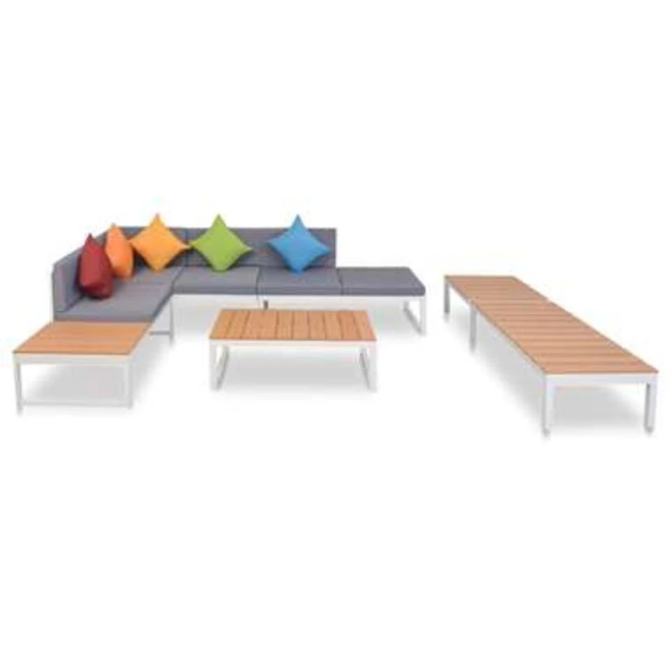 VidaXL 5-delige Loungeset Met Kussens Aluminium En HKC 1 VidaXL 5-delige Loungeset Met Kussens Aluminium En HKC