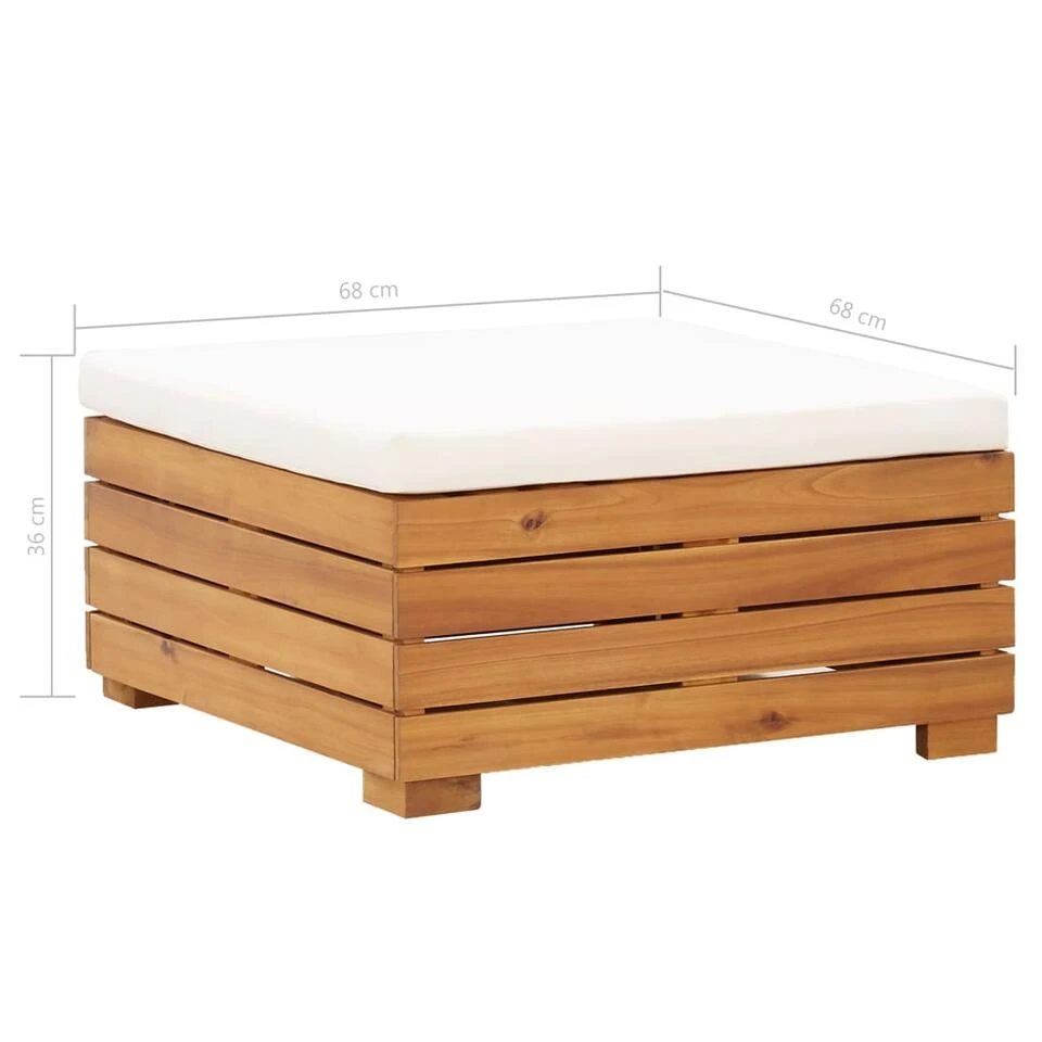 VidaXL Voetensteun 1 St Met Kussen Sectioneel Massief Acaciahout 2 VidaXL Voetensteun 1 St Met Kussen Sectioneel Massief Acaciahout - Afbeelding 2