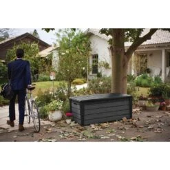 Keter Brushwood Opbergbox - 455L - 145x69,7x60,3cm - Grafiet -VIDAXL Verkoop 1000008950 0102