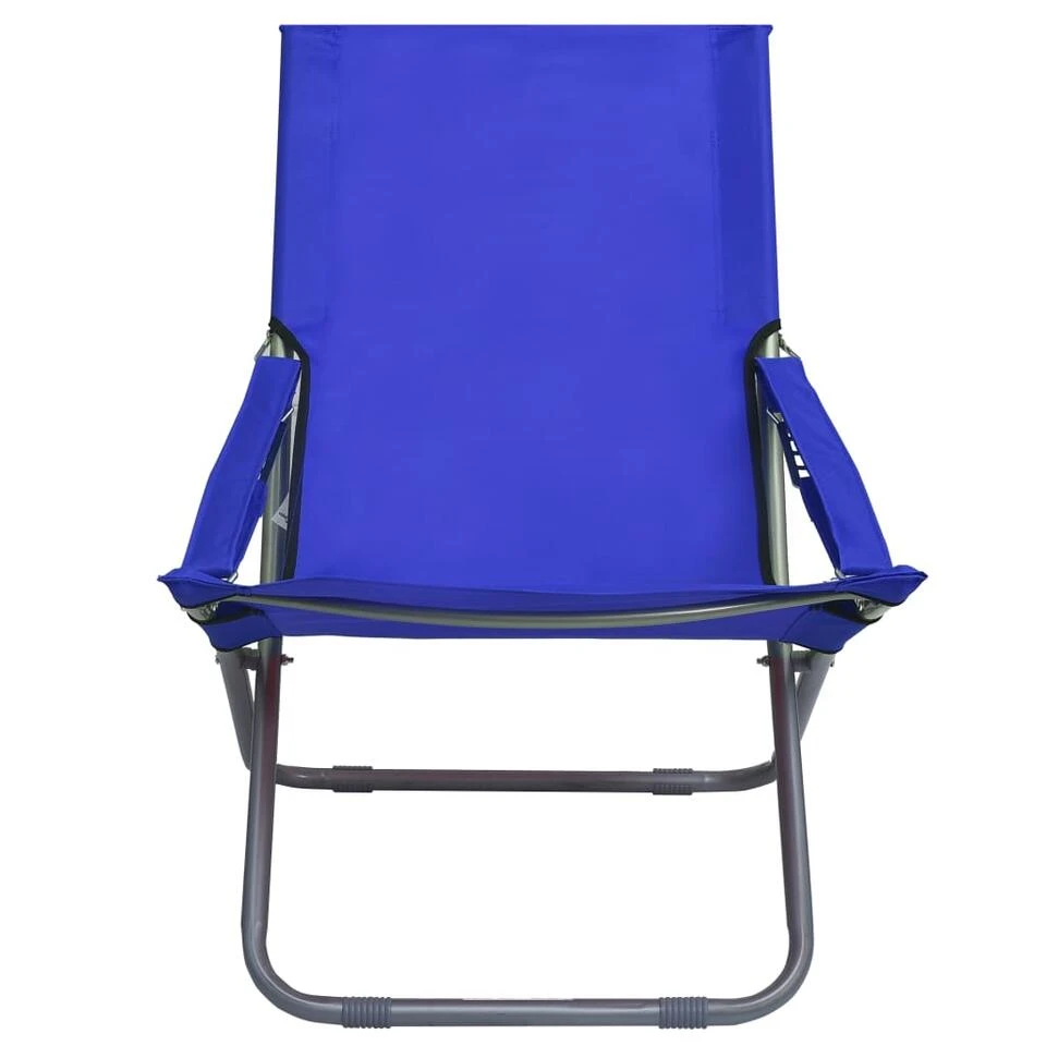 VidaXL Strandstoelen 2 St Inklapbaar Stof Blauw 2 VidaXL Strandstoelen 2 St Inklapbaar Stof Blauw - Afbeelding 2