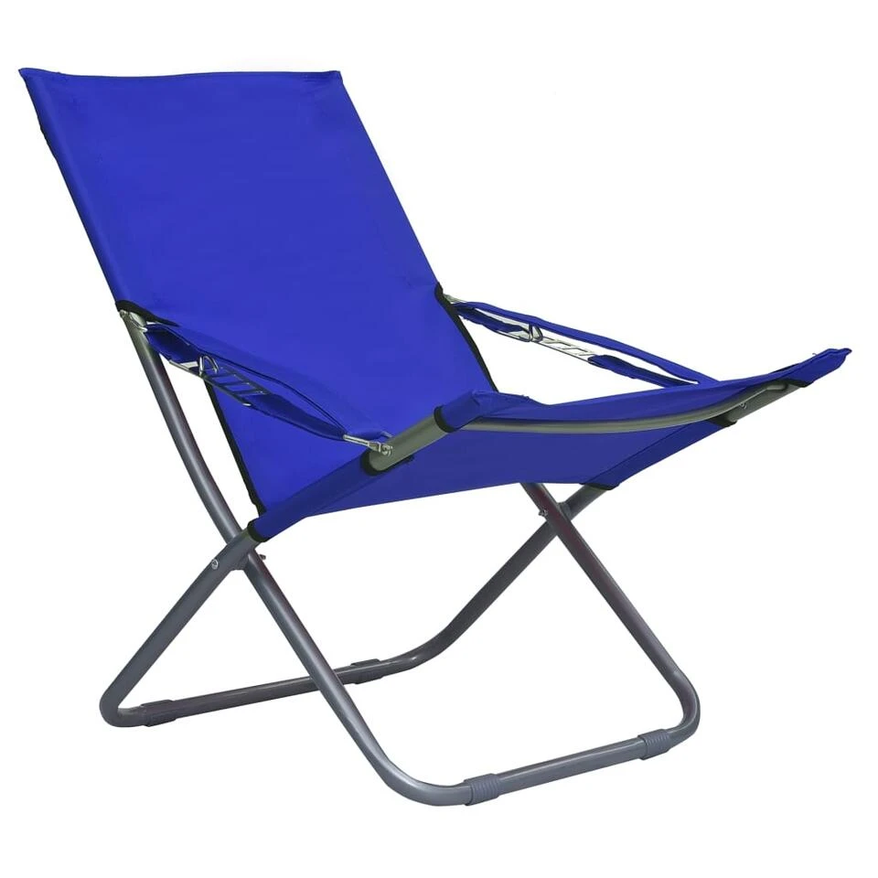 VidaXL Strandstoelen 2 St Inklapbaar Stof Blauw 3 VidaXL Strandstoelen 2 St Inklapbaar Stof Blauw - Afbeelding 3
