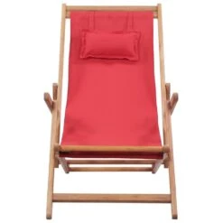 VidaXL Strandstoel Inklapbaar Stof En Houten Frame Rood -VIDAXL Verkoop 1000009666 0102