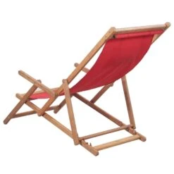 VidaXL Strandstoel Inklapbaar Stof En Houten Frame Rood -VIDAXL Verkoop 1000009666 0103