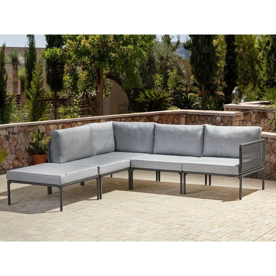 Beliani Loungeset FORANO - Grijs Aluminium 4 Beliani Loungeset FORANO - Grijs Aluminium - Afbeelding 4