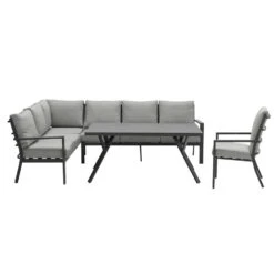 Garden Impressions Senja Lounge Dining Set L + Stoel - D. Grijs
