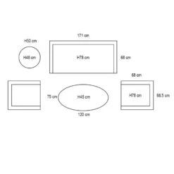 Garden Impressions Lucas Loungeset 5-delig - Natural -VIDAXL Verkoop 1000035530 0103