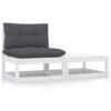 VidaXL 2-delige Loungeset Met Kussens Massief Grenenhout Wit