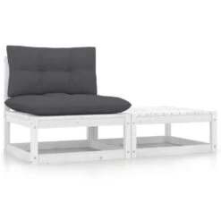 VidaXL 2-delige Loungeset Met Kussens Massief Grenenhout Wit