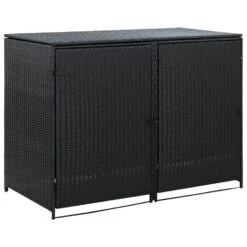 VidaXL Containerberging Dubbel 148x80x111 Cm Poly Rattan Zwart