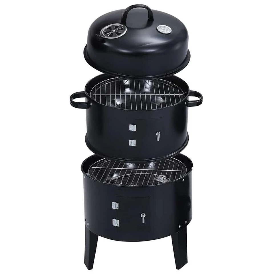 VidaXL Houtskoolroker Barbecue-grill 3-in-1 40x80 Cm 1 VidaXL Houtskoolroker Barbecue-grill 3-in-1 40x80 Cm