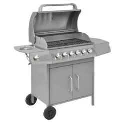 VidaXL Gasbarbecue 6+1 Kookzone Zilver