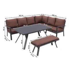 GI Sergio Lounge Dining Set Rechts - Black/Copper - 4-delig -VIDAXL Verkoop 1000053020 0103