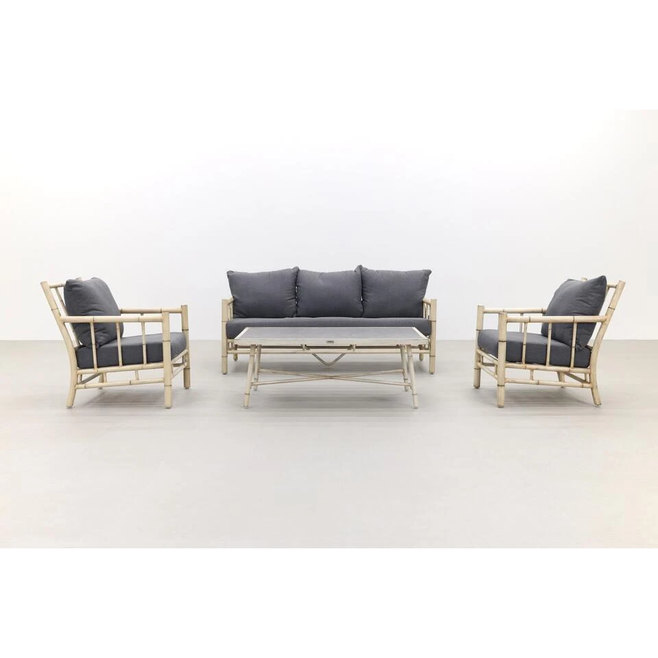 Garden Impressions Lombok Loungeset - Alu Bamboo / Mystic 2 Garden Impressions Lombok Loungeset - Alu Bamboo / Mystic - Afbeelding 2