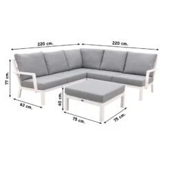 VDG Rockford Aluminium Loungeset Wit - 4-delig -VIDAXL Verkoop 1000053084 0102
