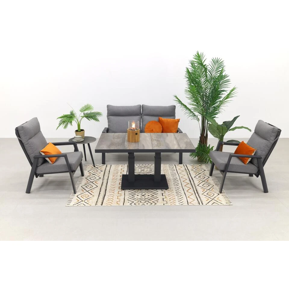 VDG Azoren/Jersey Stoel-bank Loungeset 4-delig Verstelbaar - Antraciet 2 VDG Azoren/Jersey Stoel-bank Loungeset 4-delig Verstelbaar - Antraciet - Afbeelding 2