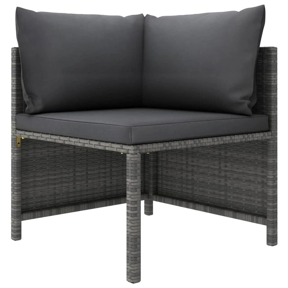 VidaXL 5-delige Loungeset Met Kussens Poly Rattan Grijs 2 VidaXL 5-delige Loungeset Met Kussens Poly Rattan Grijs - Afbeelding 2