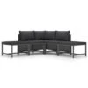 VidaXL 5-delige Loungeset Met Kussens Poly Rattan Grijs