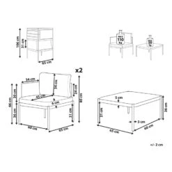 Beliani Loungeset TERRACINA - Oranje Aluminium -VIDAXL Verkoop 1000059687 0102