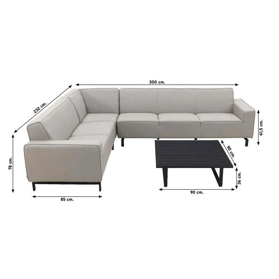 VDG Boavista/Royalty Sunbrella Loungeset - Grey - 4-delig - Links 2 VDG Boavista/Royalty Sunbrella Loungeset - Grey - 4-delig - Links - Afbeelding 2