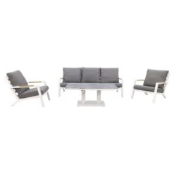 Hampton/Rockford stoel-bank Loungeset 4-delig – Wit/Teak -VIDAXL Verkoop 1000073157 0101