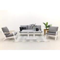 Hampton/Rockford stoel-bank Loungeset 4-delig – Wit/Teak -VIDAXL Verkoop 1000073157 0102