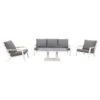 Hampton/Rockford stoel-bank Loungeset 4-delig – Wit/Teak