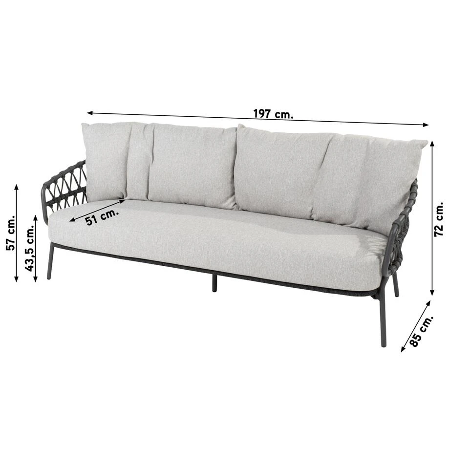 4 Seasons Calpi - 3-zits Loungebank - Antraciet 2 4 Seasons Calpi - 3-zits Loungebank - Antraciet - Afbeelding 2