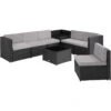 Tectake - Wicker Loungeset Verona Zwart