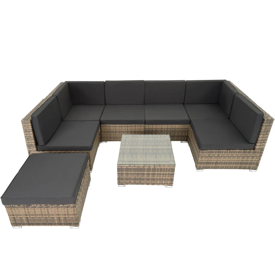 Tectake - Loungeset Venetië - Wicker - Naturel 3 Tectake - Loungeset Venetië - Wicker - Naturel - Afbeelding 3