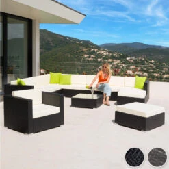 Tectake - Loungeset Las Vegas - Wicker - Zwart -VIDAXL Verkoop 1000077857 0101