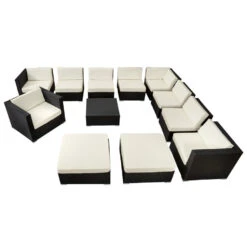 Tectake - Loungeset Las Vegas - Wicker - Zwart -VIDAXL Verkoop 1000077857 0102
